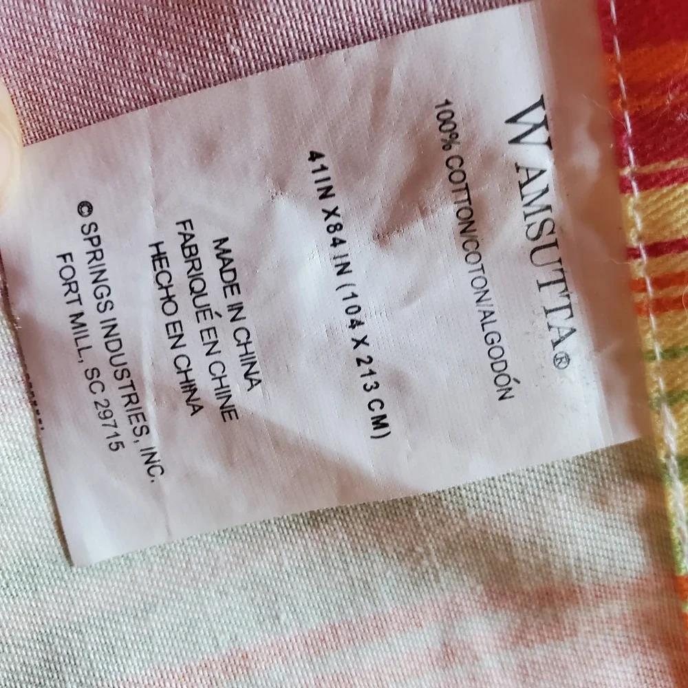 Wamsutta Cotton Curtain Panel 41x84 Rainbow Vertical Stripe Tab Top Multicolor